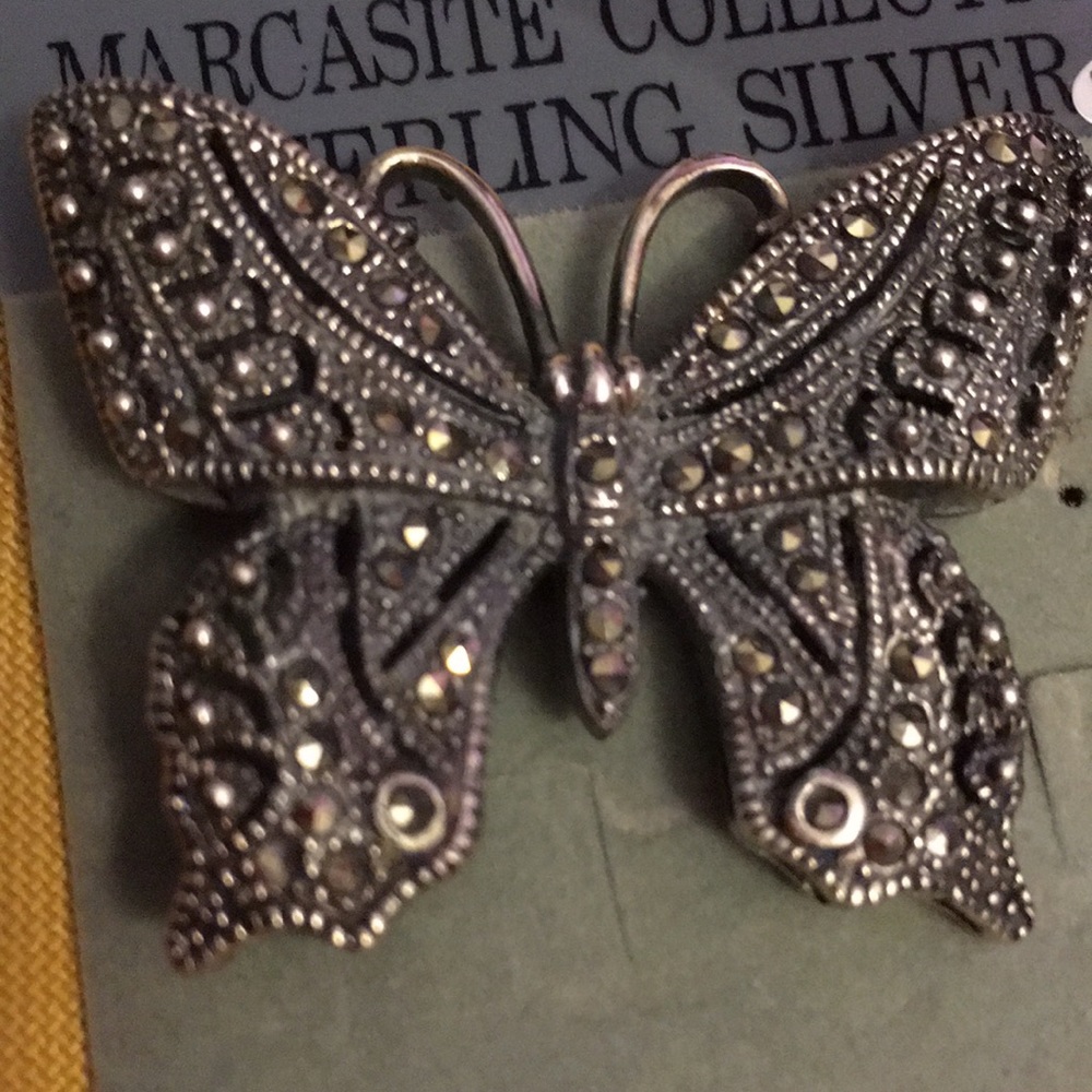 Marcasite broach with CZ accents